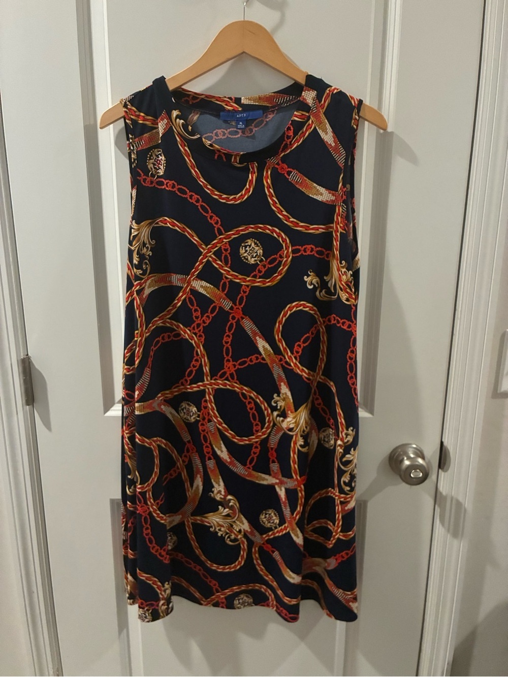 Apt. 9 Navy Chain Print Sleeveless Shift Dress with pockets